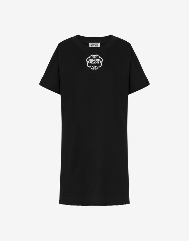 Cotton fleece dress with logo Black Moschino Jeans 0