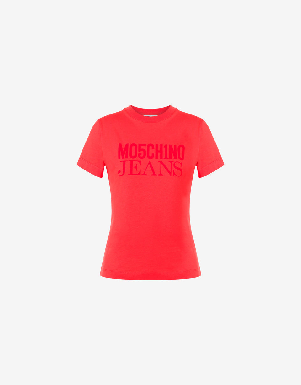 T-shirt in jersey con logo Rosso Moschino Jeans 0