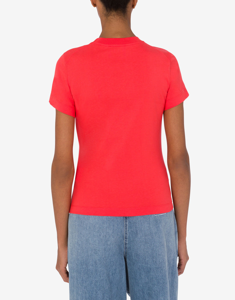 T-shirt in jersey con logo Rosso Moschino Jeans 2