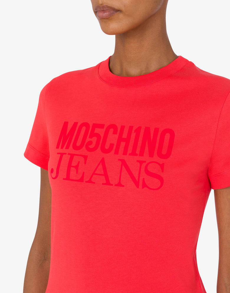 T-shirt in jersey con logo Rosso Moschino Jeans 3
