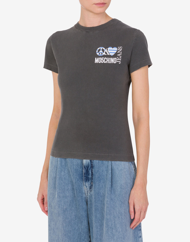 T-shirt in jersey Peach & Love Nero Moschino Jeans 1