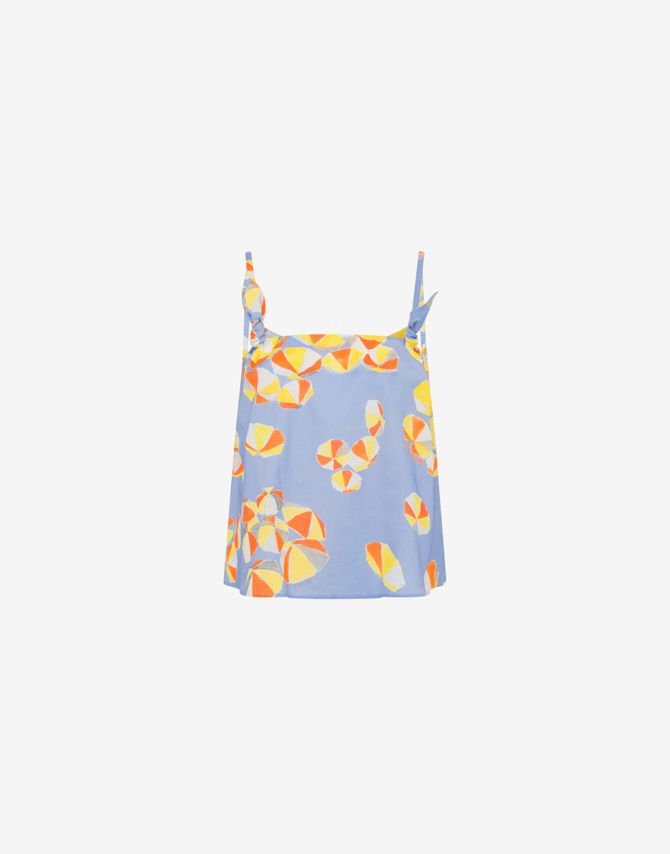 Beach Umbrella voile tank top Azure Moschino Jeans 0