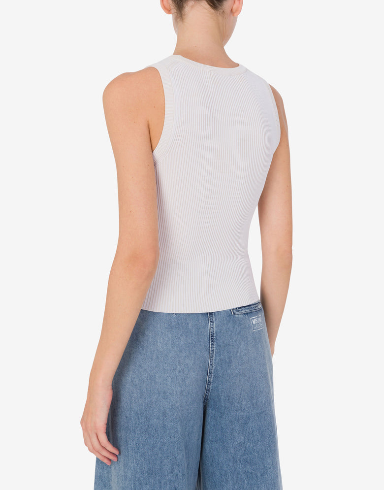 Stretch viscose tank top with logo Ivory Moschino Jeans 2
