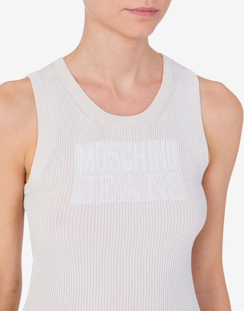 Stretch viscose tank top with logo Ivory Moschino Jeans 3