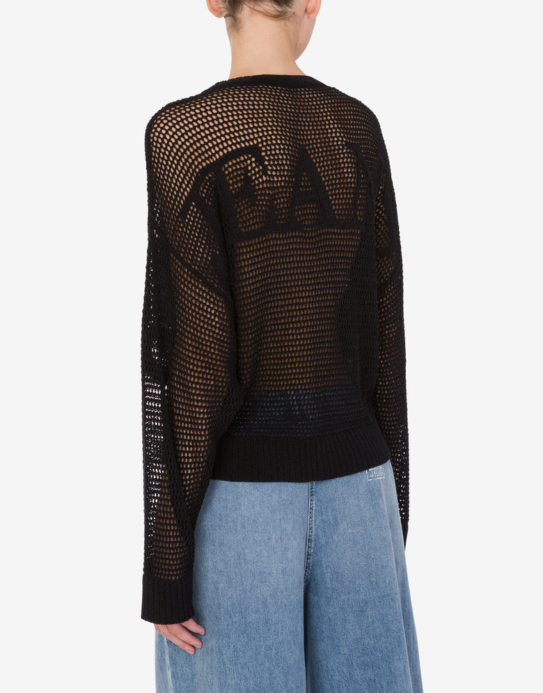 Twisted shiny knit pullover Maxi Logo Black Moschino Jeans 2