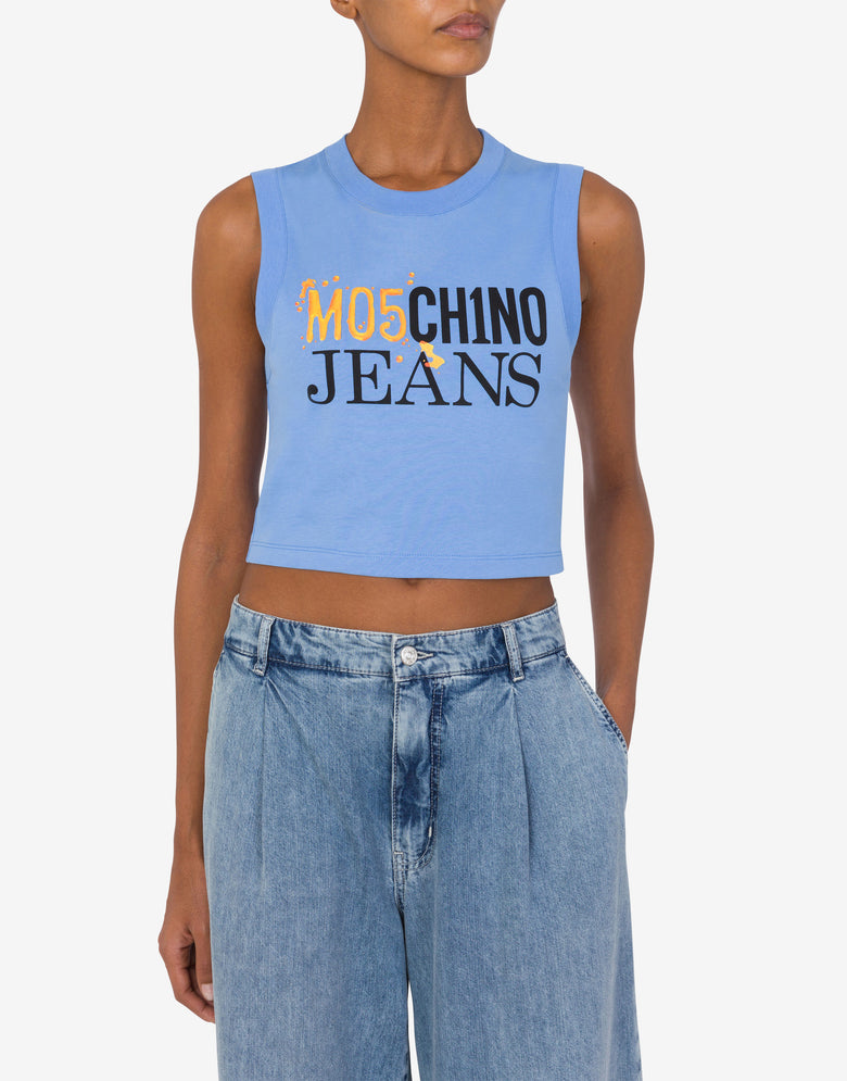 Crop top in jersey Urban Logo Azure Moschino Jeans 1