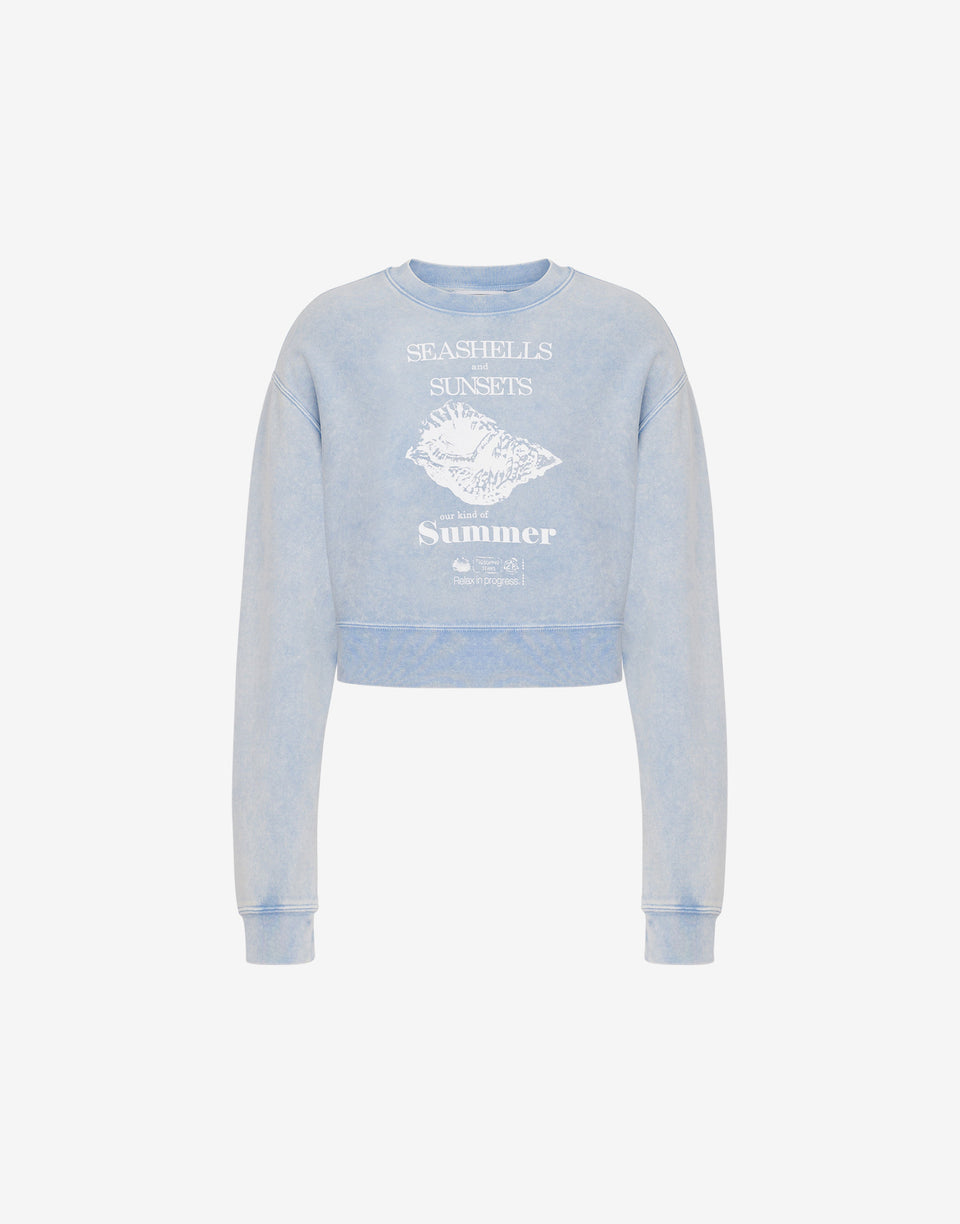 Felpa cropped in cotone con stampa Azzurro Moschino Jeans 0