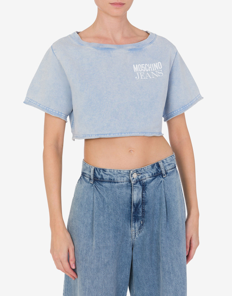 T-shirt in felpa con stampa Azzurro Moschino Jeans 1