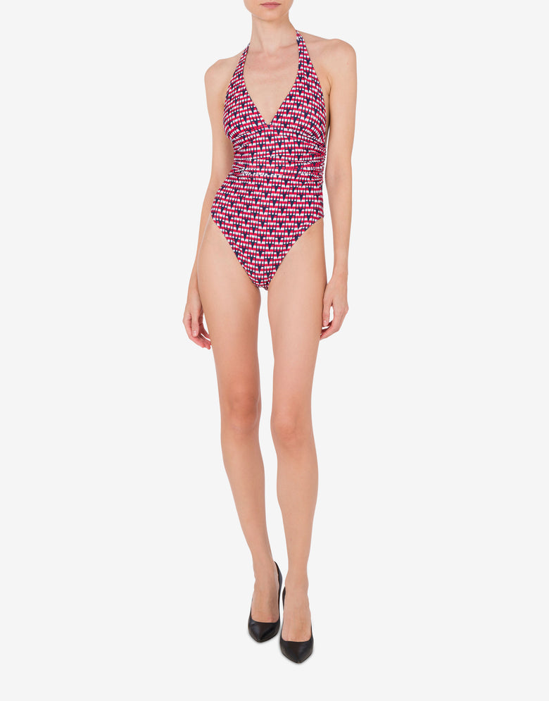 M Print One-piece Swimsuit Dark blue Moschino 1