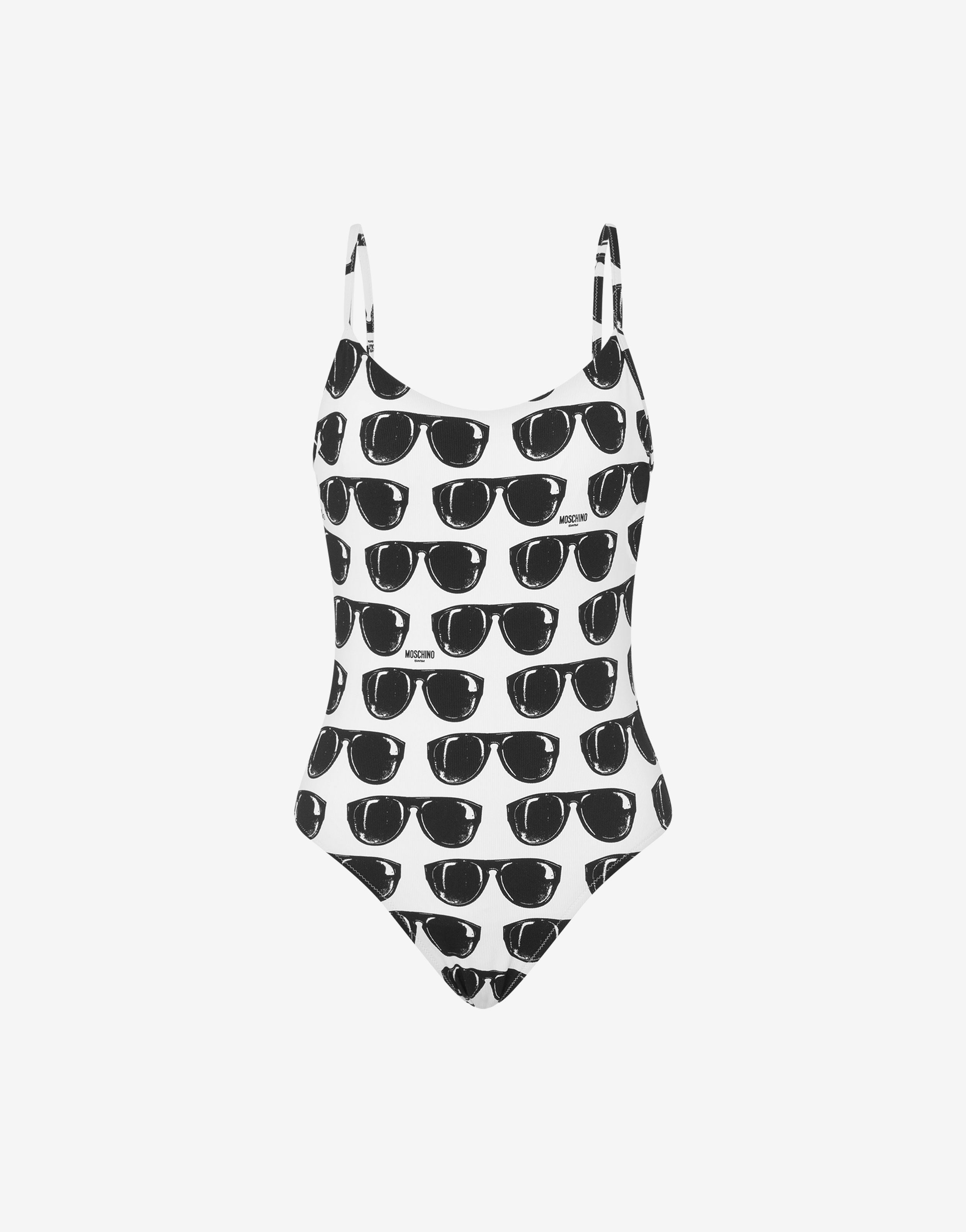 Moschino スローガンプリントワンピース水着 Sunglasses Print One-piece Swimsuit | Moschino