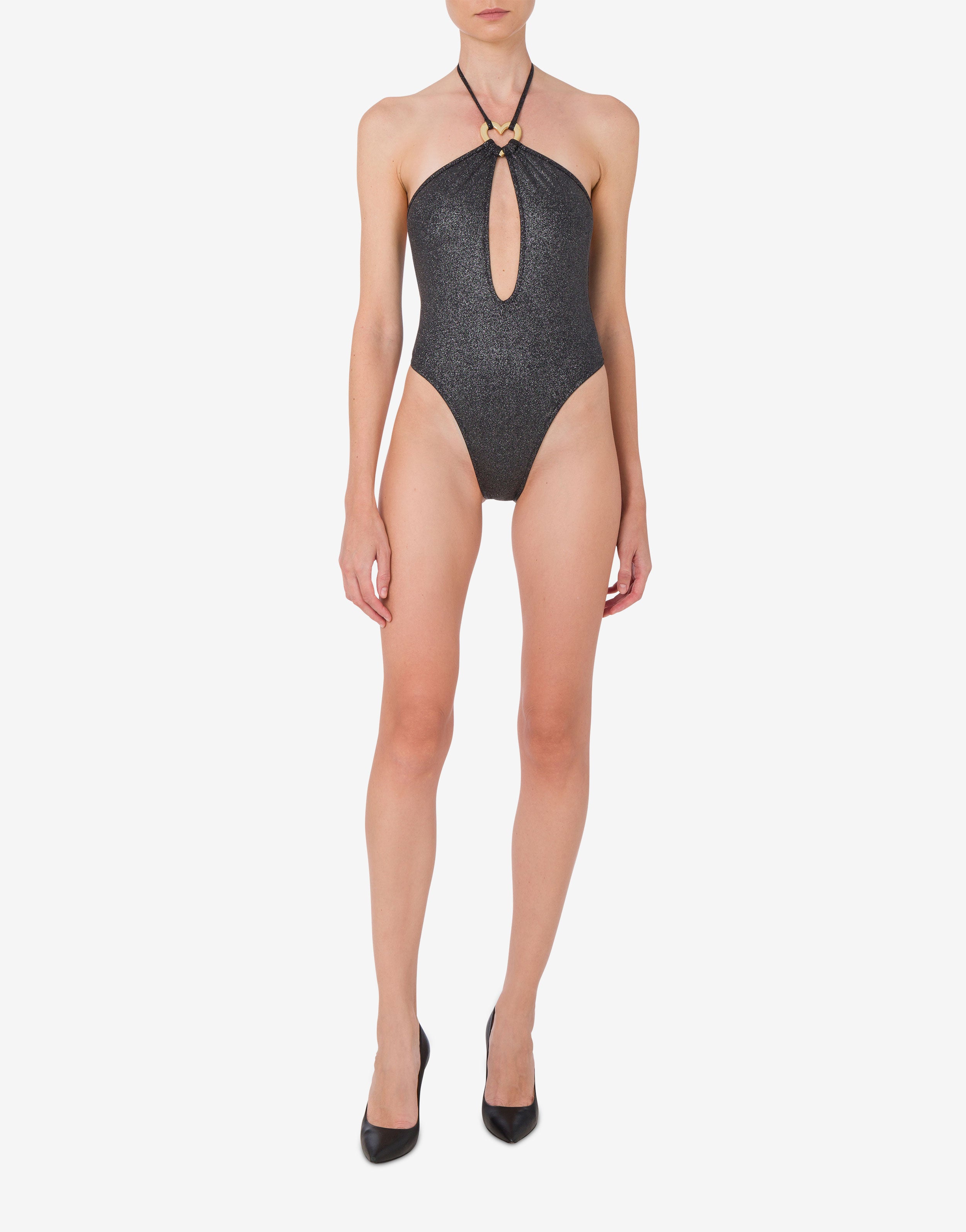 Glitter Metal Heart One-piece Swimsuit | Moschino