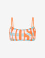 Striped Lettering Logo Bandeau Bikini Top