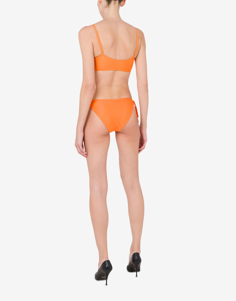 Striped Lettering Logo Bandeau Bikini Top Orange Moschino 2