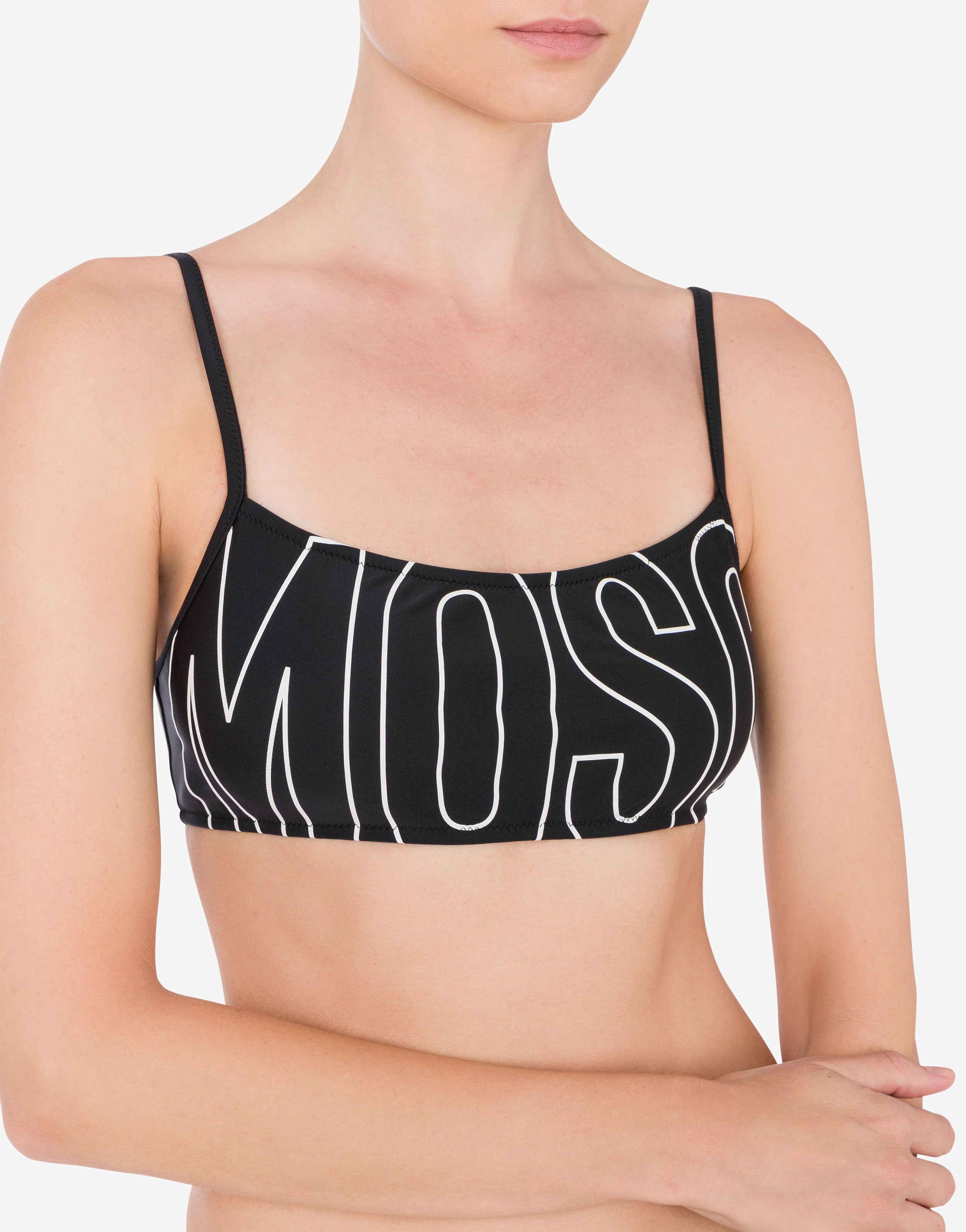 Rubber Logo Bandeau Bikini Top | Moschino