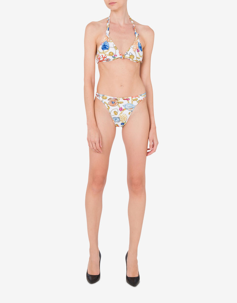 Marine Print Bikinioberteil Weiß Moschino 1