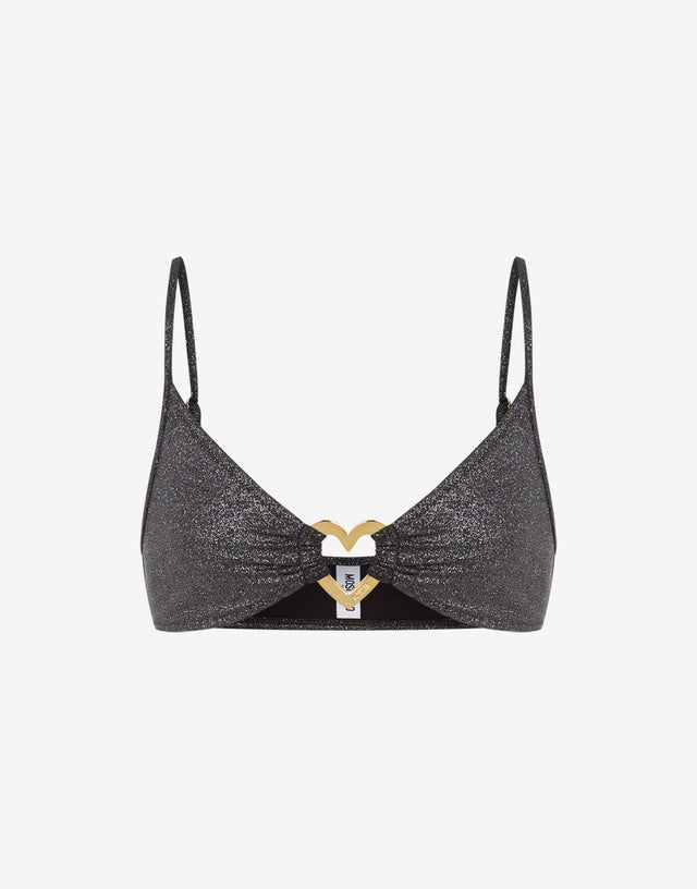 Bikinioberteil mit Glitzer-Metallherz Schwarz Moschino 0