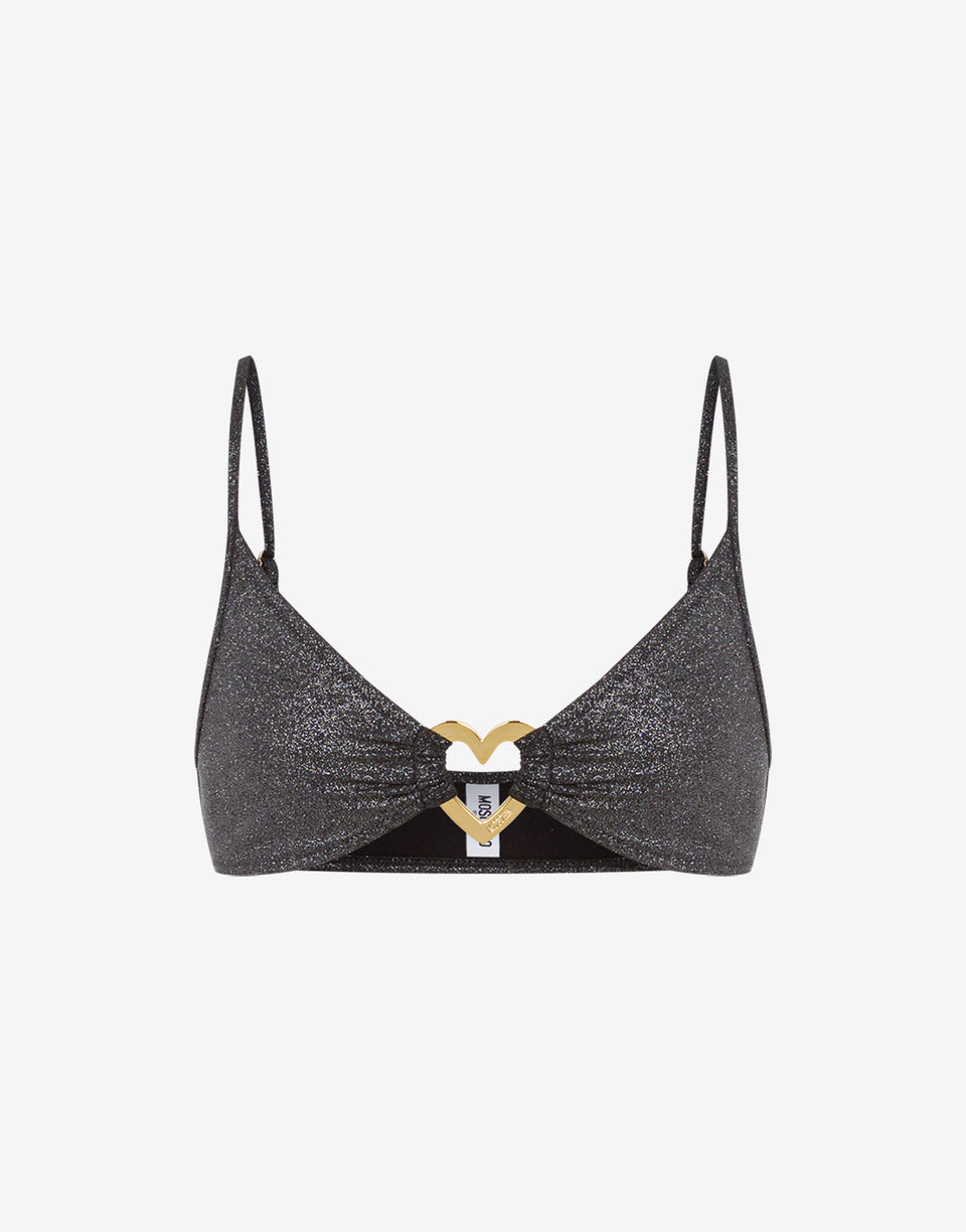 Glitter Metal Heart Bikini Top Black Moschino 0
