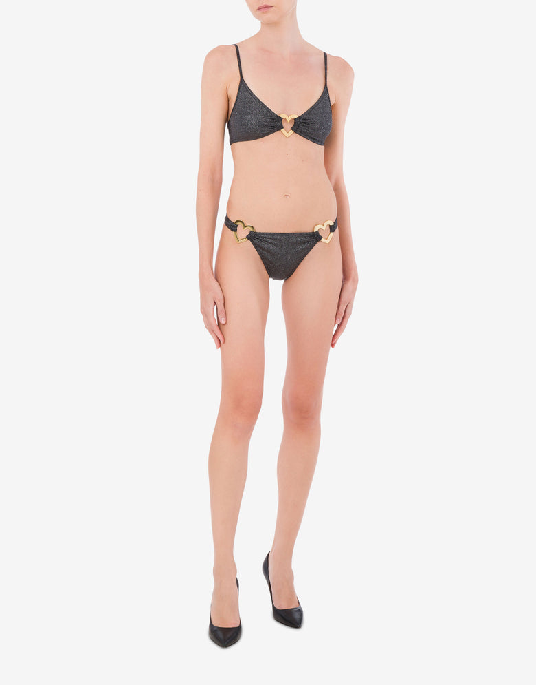 Glitter Metal Heart Bikini Top Black Moschino 1