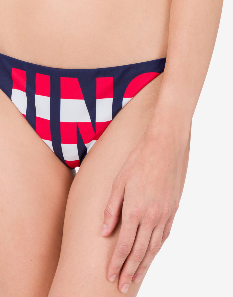 Striped Lettering Logo Swim Briefs with Laces Dark blue Moschino 3