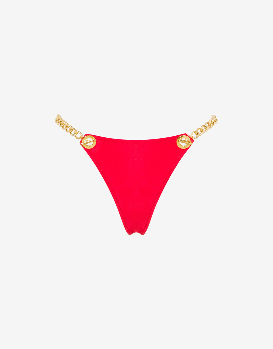 水着ボトム ゴールドチェーン レッド Moschino 0