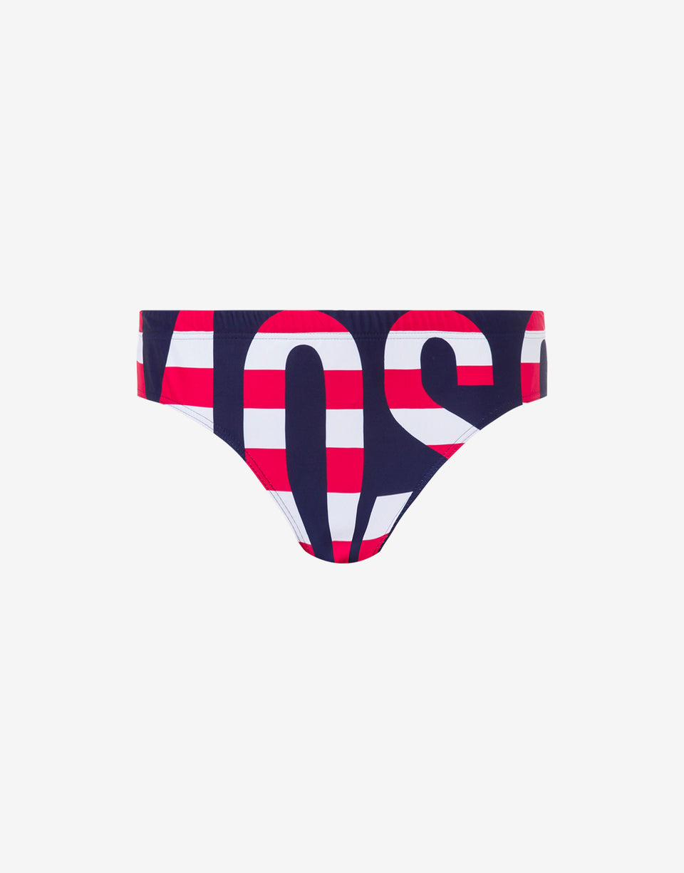 Slip de bain Striped Lettering Logo Bleu foncé Moschino 0