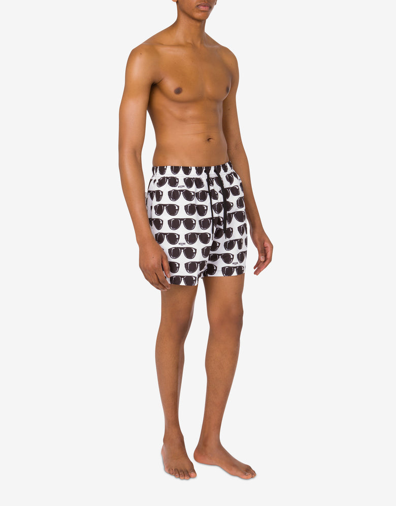 Printed nylon beach boxer shorts White Moschino 1