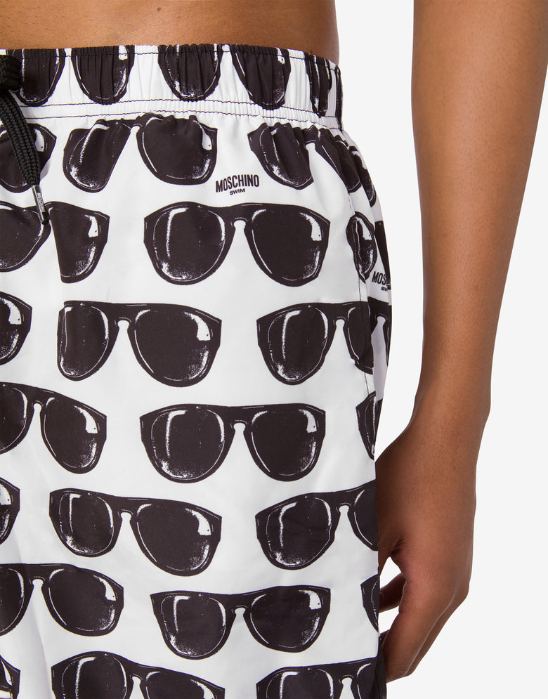 Printed nylon beach boxer shorts White Moschino 3