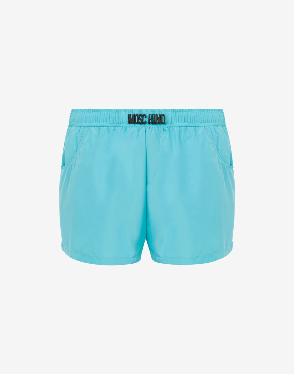 尼龙沙滩四角裤 黑色字母图案 蔚蓝色 Moschino 0