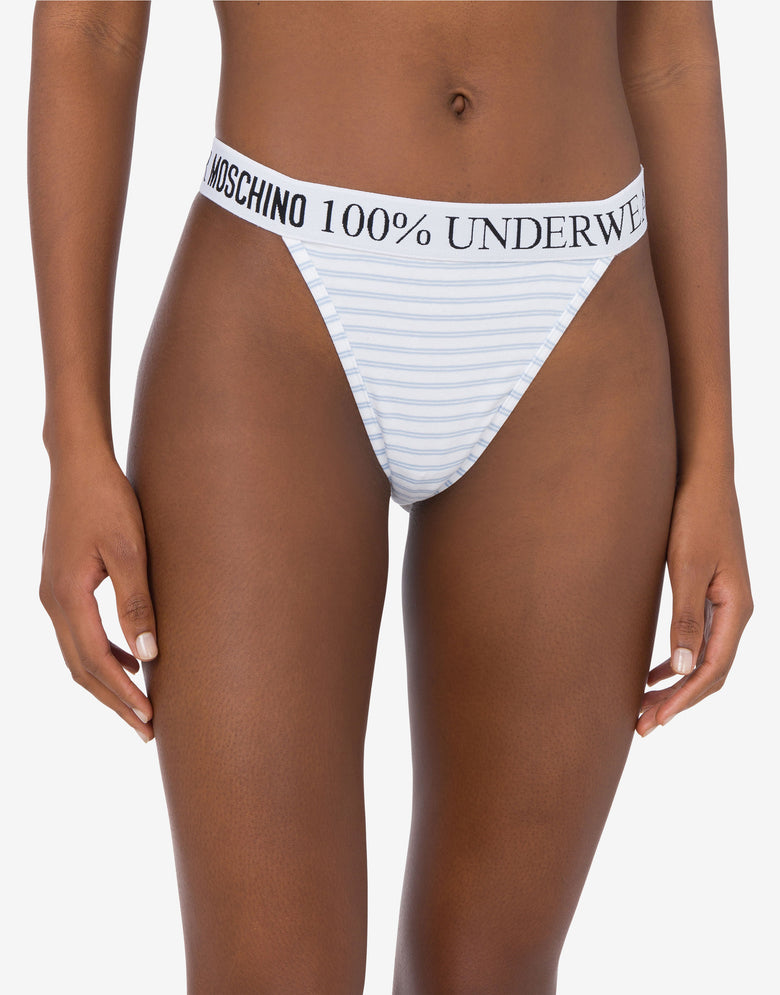 Tanga de punto elástico a rayas Celeste Moschino 1