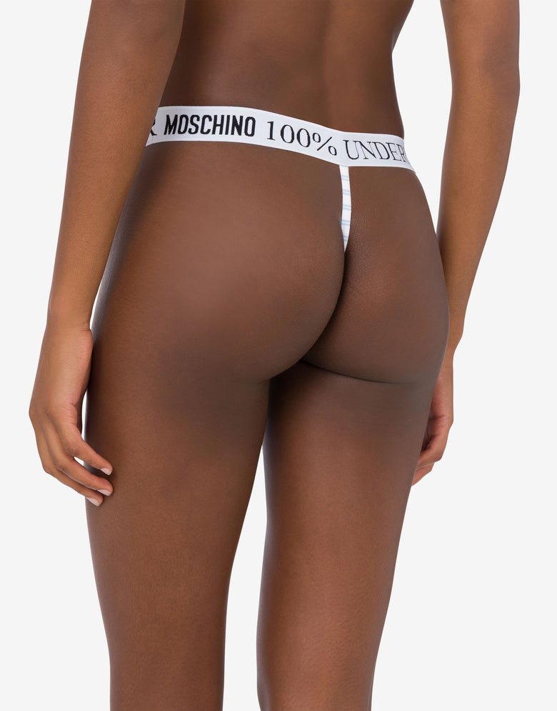 Tanga de punto elástico a rayas Celeste Moschino 2