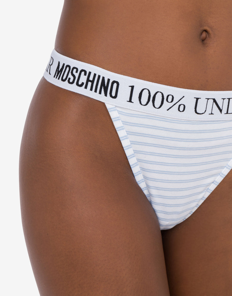 Tanga de punto elástico a rayas Celeste Moschino 3