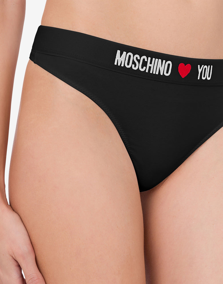 Tanga de punto elástico Moschino Loves You Negro Moschino 3