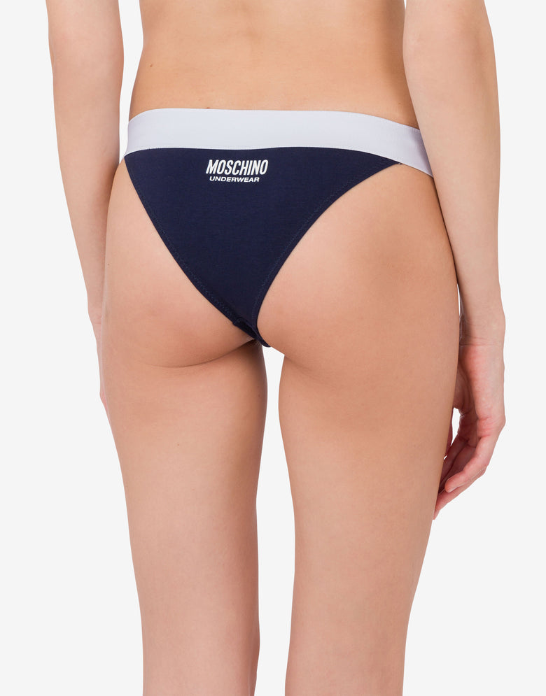 Brésilienne en jersey stretch Do Not Disturb Bleu foncé Moschino 2
