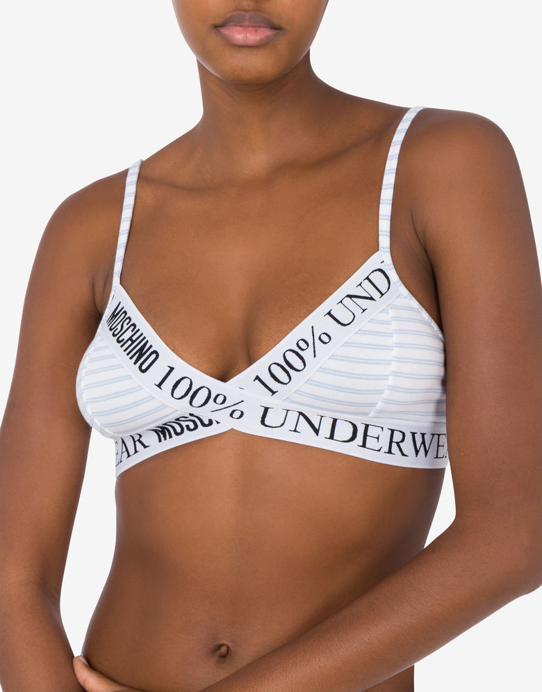 Soutien-gorge en jersey stretch rayé Bleu clair Moschino 1