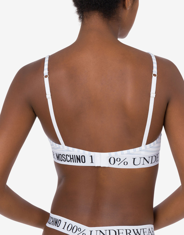Soutien-gorge en jersey stretch rayé Bleu clair Moschino 2