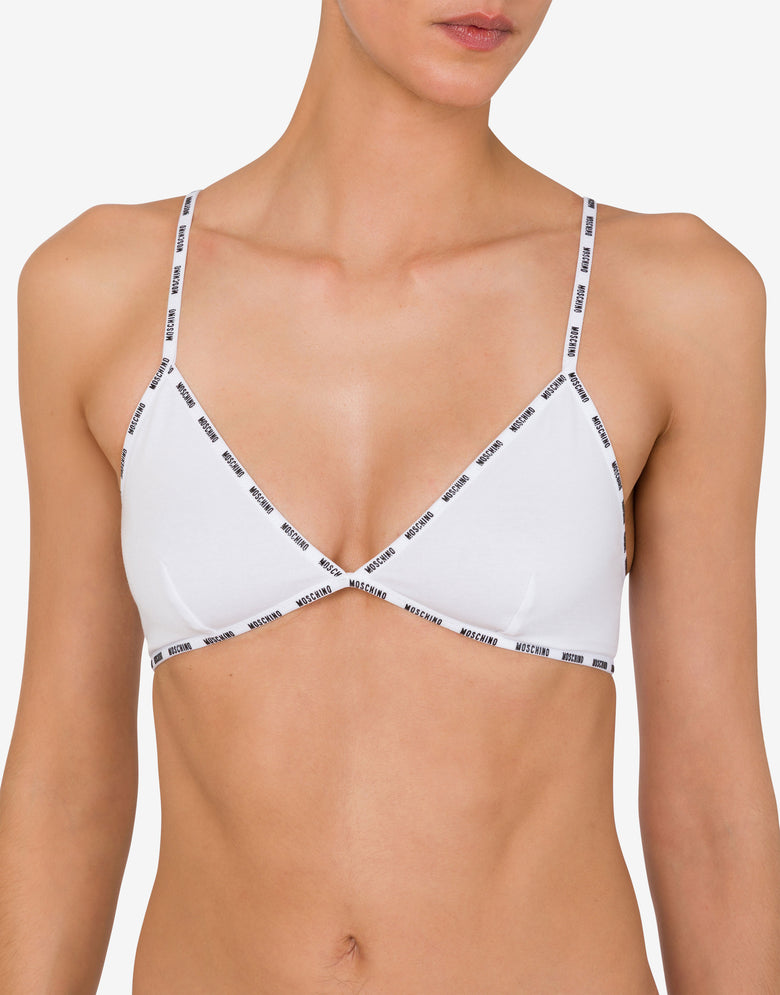 Soutien-gorge avec bordures logo Blanc Moschino 1