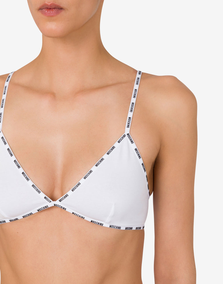 Soutien-gorge avec bordures logo Blanc Moschino 3