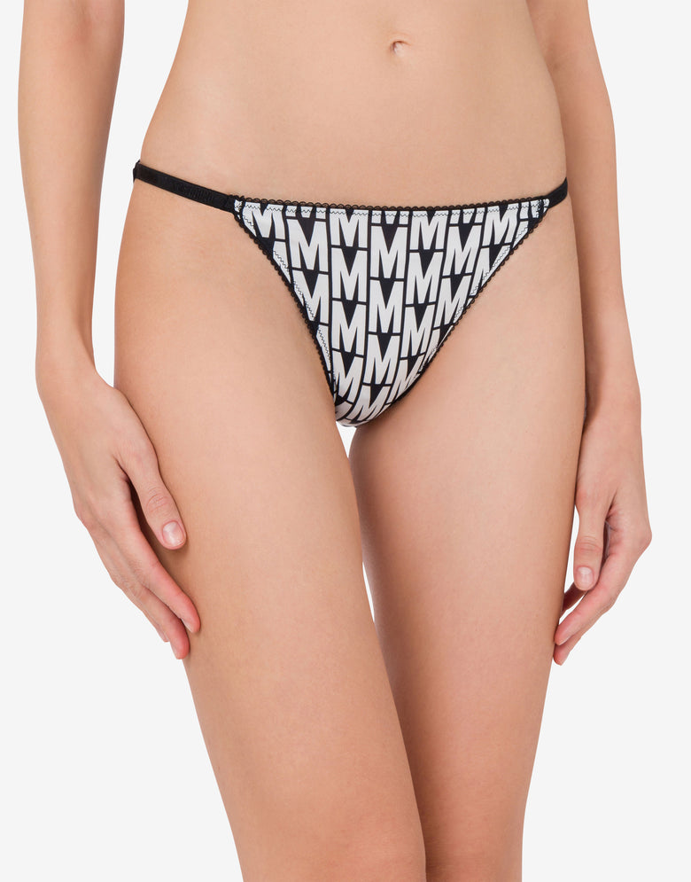 Ensemble de 3 slips en tulle et microfibre Noir Moschino 1
