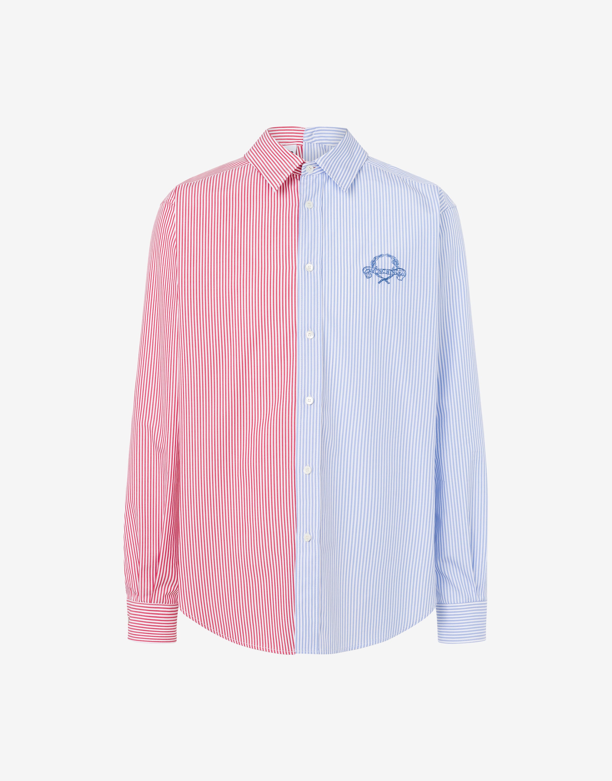 Striped Poplin Shirt Laurel Crown Logo