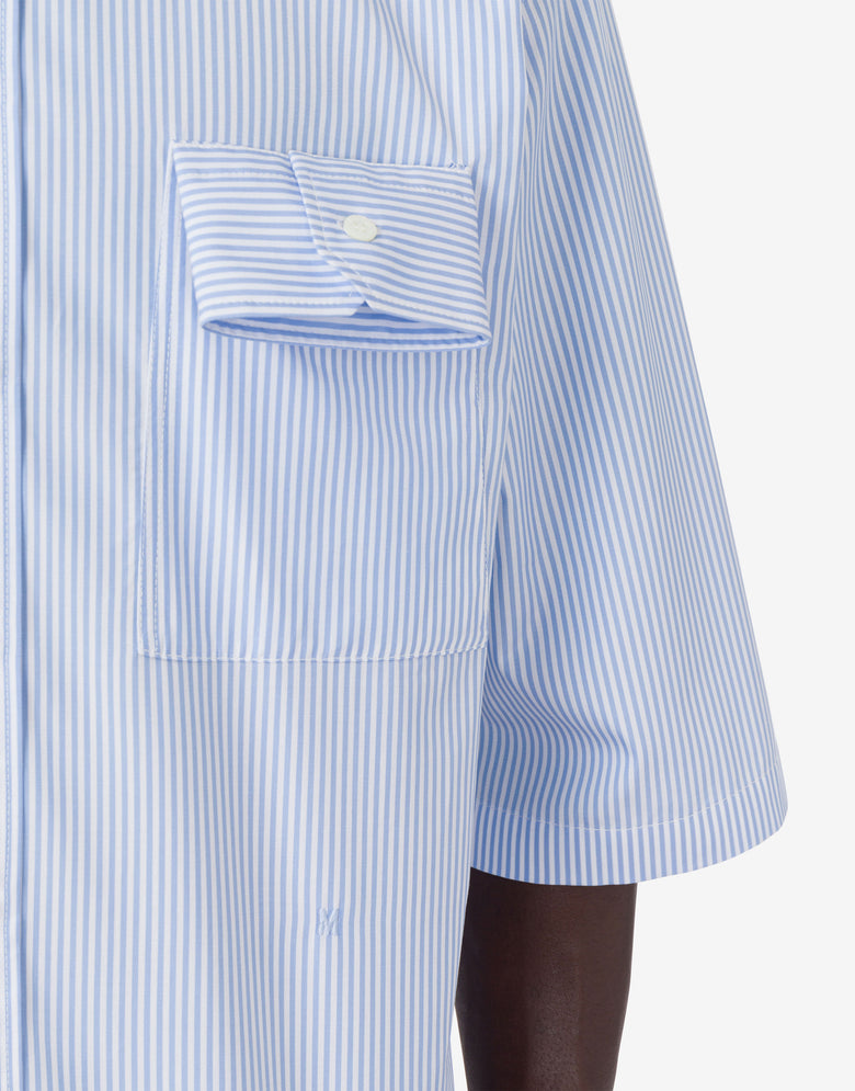 Chemise en popeline rayée Détails des poignets Bleu clair Moschino 3