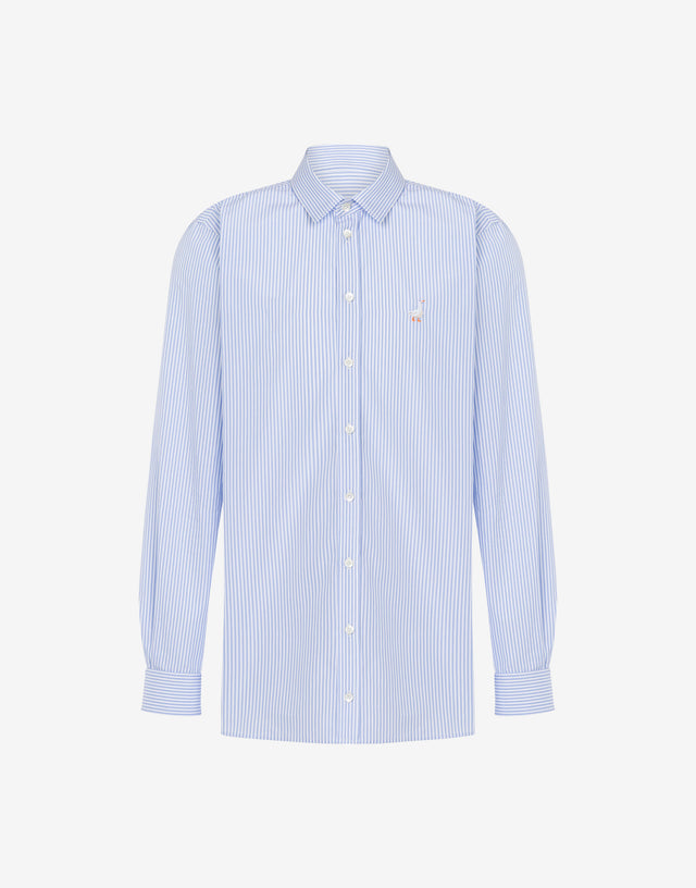 Camicia in popeline Goose Embroidery Azzurro Moschino 0