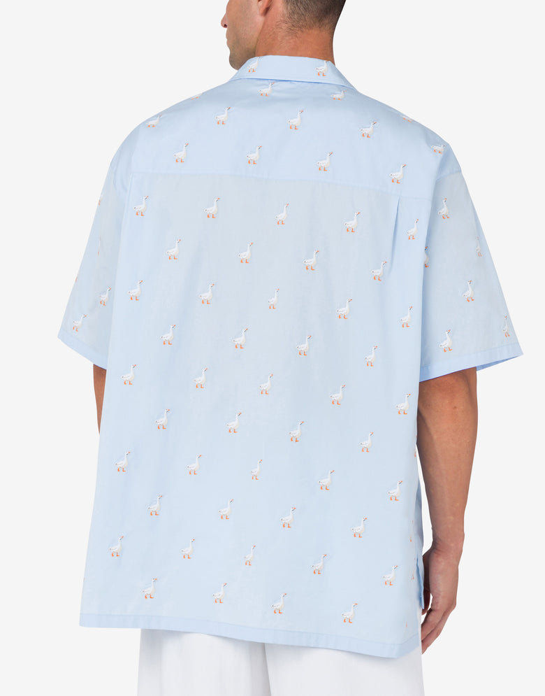 Popeline-Hemd Allover Goose Hellblau Moschino 2