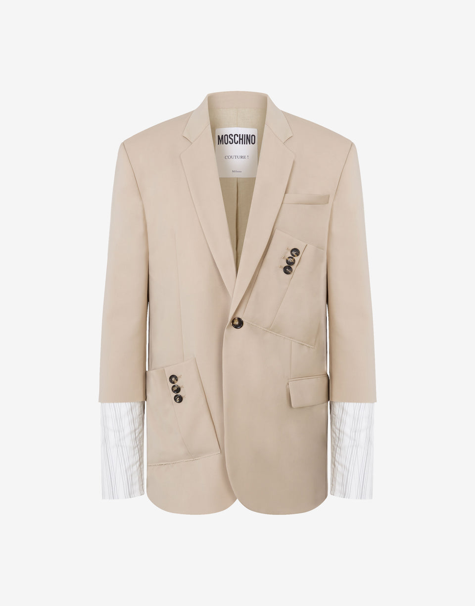 Wool Canvas Jacket Cuff Details Light brown Moschino 0