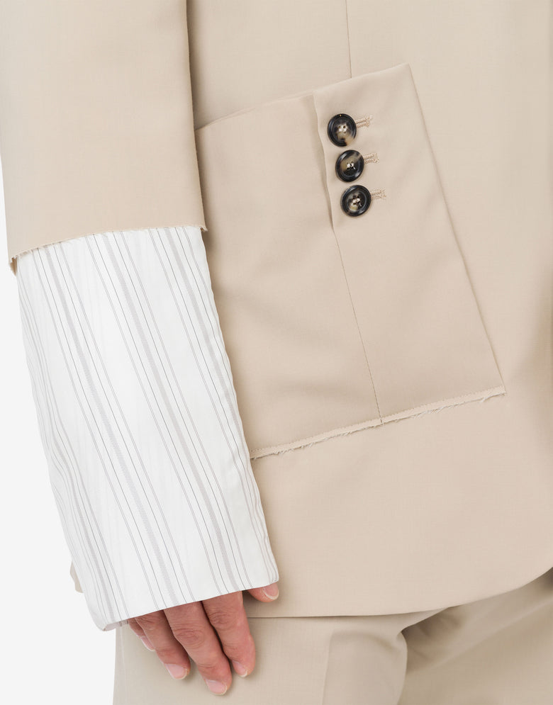 Wool Canvas Jacket Cuff Details Light brown Moschino 3