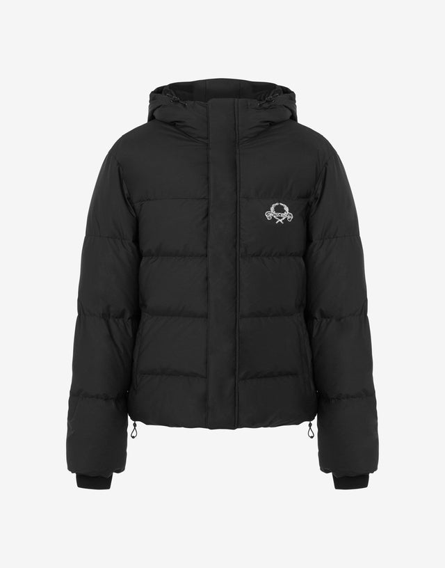 Nylon-Daunenjacke Laurel Crown Logo Schwarz Moschino 0