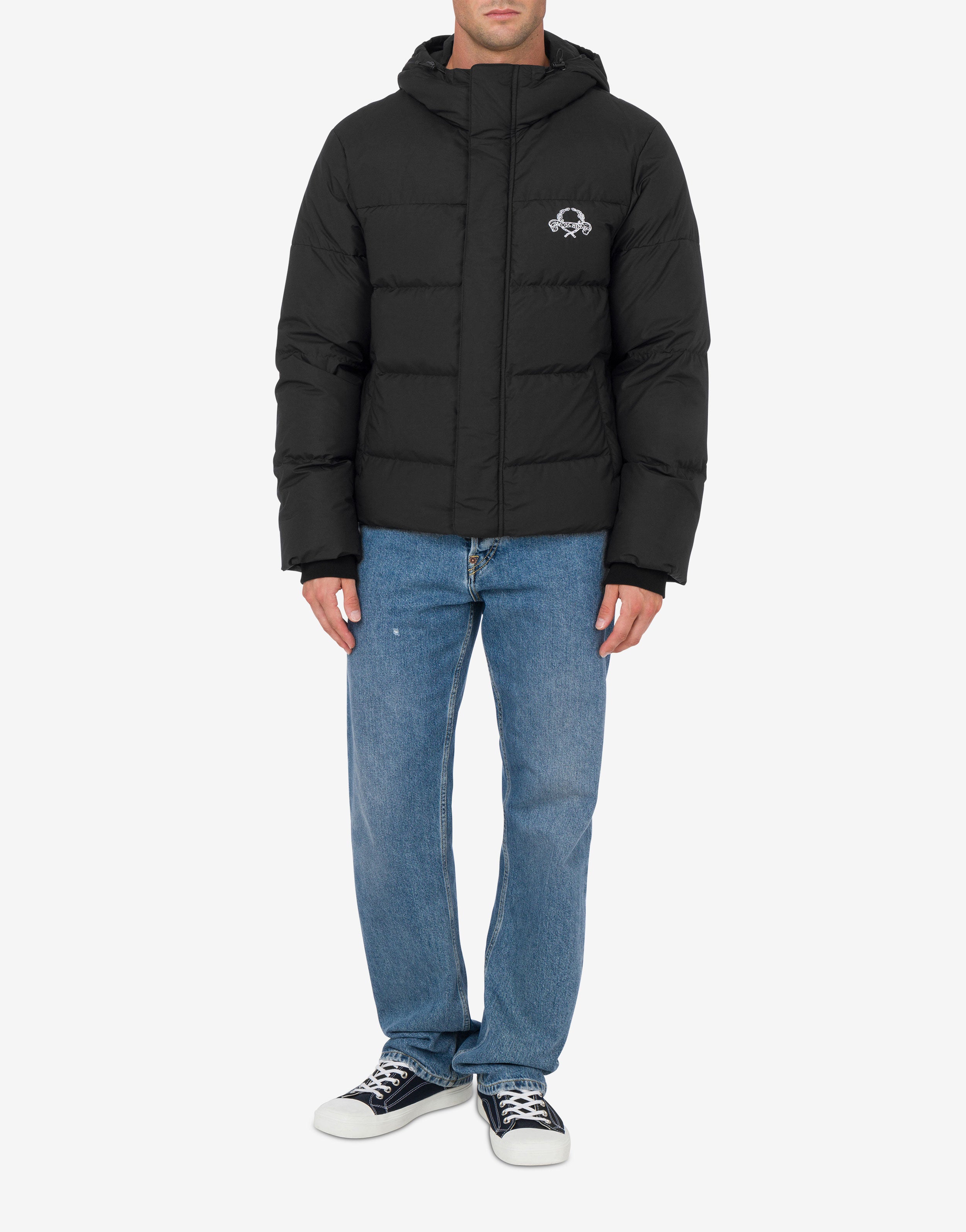 Nylon Puffer Jacket Laurel Crown Logo | Moschino