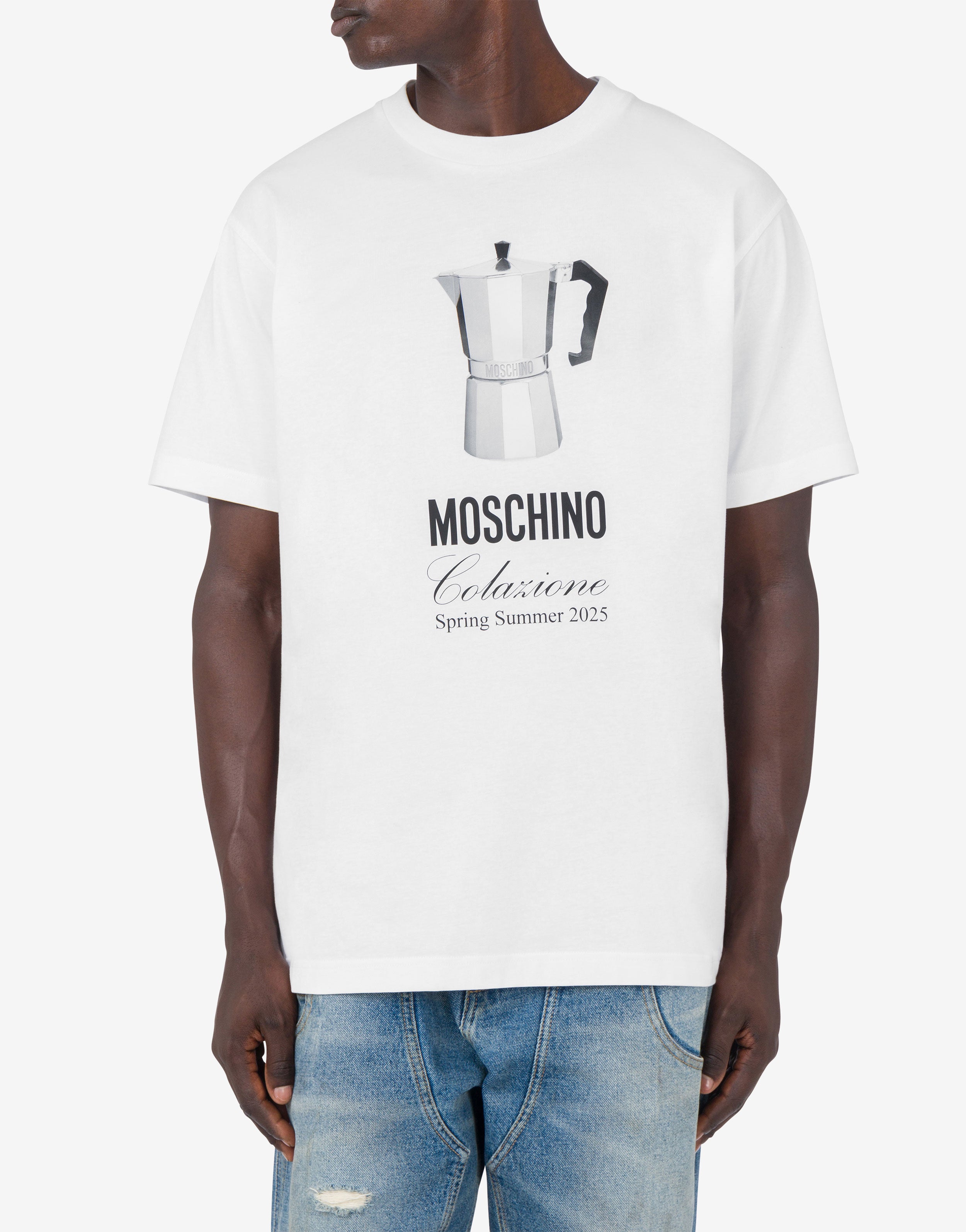 Tシャツ・カットソー Moschino SS25 'Colazione' T-shirt (A07030541 1001) T-shirt Moschino Colazione | Moschino IT