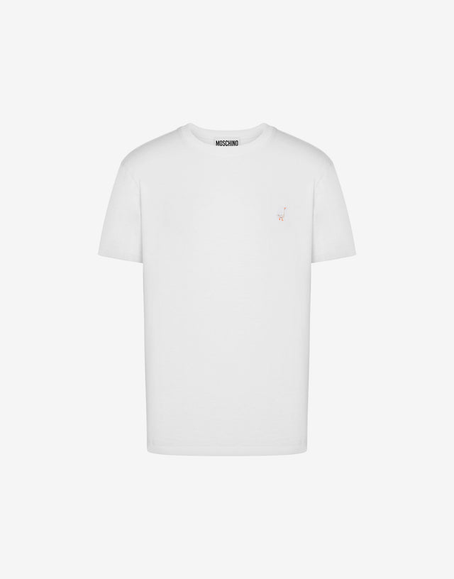 T-shirt Goose Embroidery Bianco Moschino 0