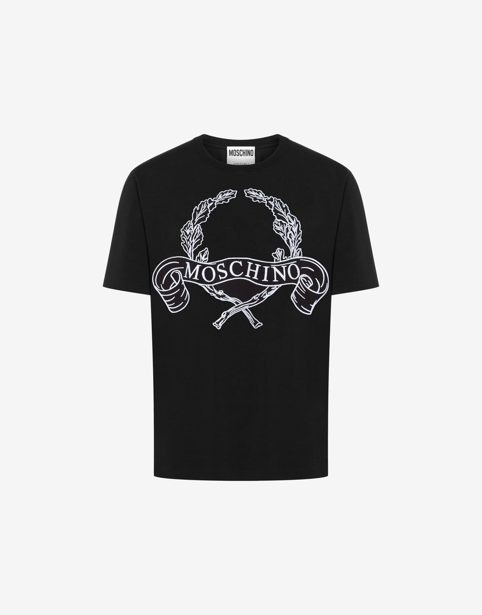 T-shirt Maxi Laurel Crown Embroidery Nero Moschino 0