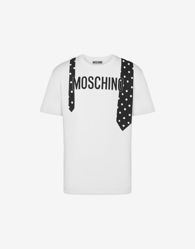 T-shirt in jersey Tie Print Bianco Moschino 0